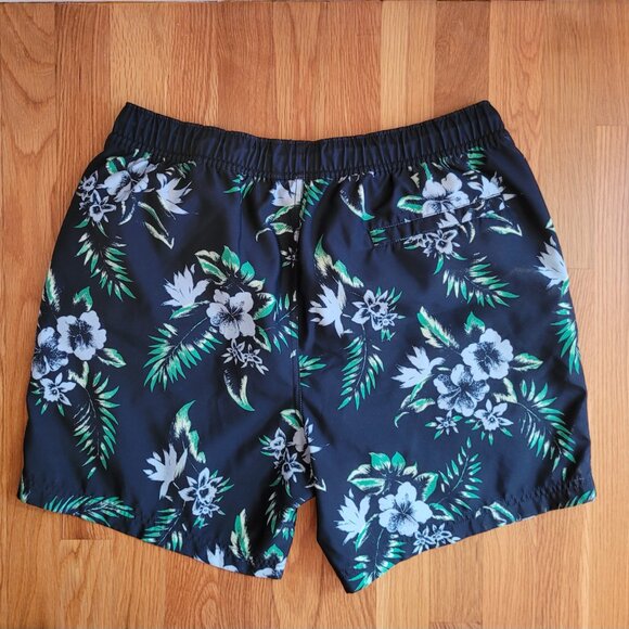 Nautica Mens Navy Tropical Swim Trunks Size L - Picture 2 of 5